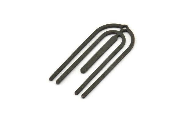 Siyah Saçaklı Tılsım, 1 Delikli 8 Oksitlenmiş Siyah Pirinç Saçaklı Tılsım, Bulgular (33x15x0,80 mm) A6472