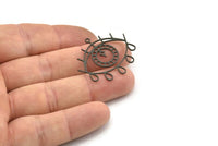 Siyah Göz Tılsımı, 1 Döngülü 6 Oksitlenmiş Siyah Pirinç Damla Desenli Göz Şeklinde Tılsım (32,5x29x0,60 mm) A6324