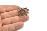 Siyah Göz Tılsımı, 1 Döngülü 6 Oksitlenmiş Siyah Pirinç Damla Desenli Göz Şeklinde Tılsım (32,5x29x0,60 mm) A6324