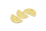 Gold Semi Circle, 2 Gold Plated Brass Half Moon Connector With 2 Holes, Charms, Pendants (21x10.5x1.2mm) D1525