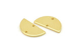 Gold Semi Circle, 2 Gold Plated Brass Half Moon Connector With 2 Holes, Charms, Pendants (21x10.5x1.2mm) D1525