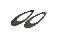 Siyah Damla Charm, 1 Delikli 6 Oksitlenmiş Siyah Pirinç Damla Charm, Küpeler, Bulgular (44x16x0,40 mm) A4196