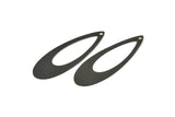 Siyah Damla Charm, 1 Delikli 6 Oksitlenmiş Siyah Pirinç Damla Charm, Küpeler, Bulgular (44x16x0,40 mm) A4196