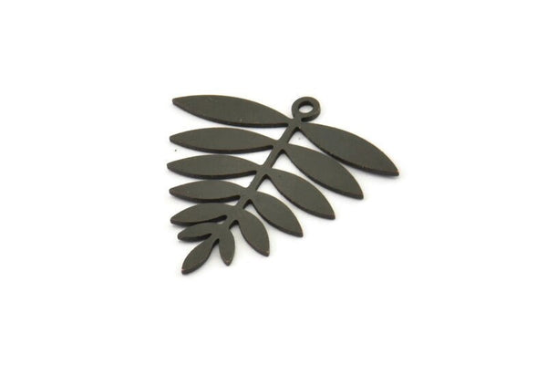 Siyah Yaprak Tılsımı, 1 Döngülü 6 Oksitlenmiş Siyah Pirinç Akasya Yaprağı Tılsımı, Bulgular (25x25x0,60 mm) A4354