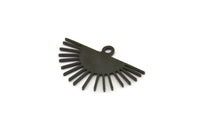 Black Sun Charm, 12 Oxidized Black Brass Sun Charms With 1 Loop, Findings (20x13x0.60mm) A4057