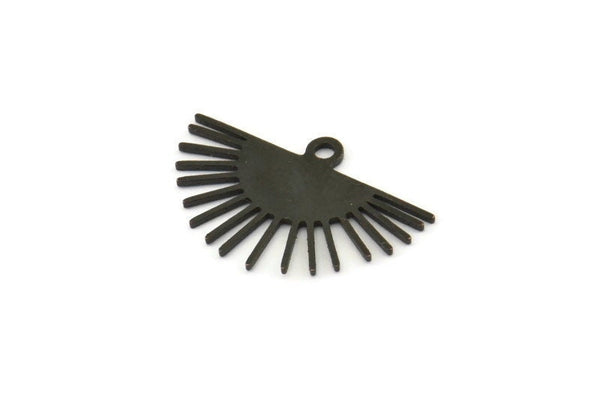 Black Sun Charm, 12 Oxidized Black Brass Sun Charms With 1 Loop, Findings (20x13x0.60mm) A4057