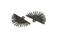 Black Sun Charm, 12 Oxidized Black Brass Sun Charms With 1 Loop, Findings (20x13x0.60mm) A4057