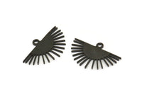 Black Sun Charm, 12 Oxidized Black Brass Sun Charms With 1 Loop, Findings (20x13x0.60mm) A4057