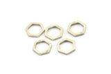 Silver Hexagon Charm, 50 Antique Silver Plated Brass Hexagon Ring Charms (8x1mm) BS 1219 S175