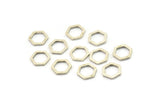 Silver Hexagon Charm, 50 Antique Silver Plated Brass Hexagon Ring Charms (8x1mm) BS 1219 S175