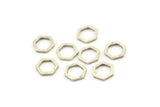 Silver Hexagon Charm, 50 Antique Silver Plated Brass Hexagon Ring Charms (8x1mm) BS 1219 S175