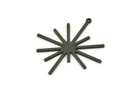 Black Boom Charm, 4 Oxidized Black Brass Boom Charms With 1 Loop (40x38x1mm) D1572