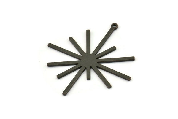 Black Boom Charm, 4 Oxidized Black Brass Boom Charms With 1 Loop (40x38x1mm) D1572