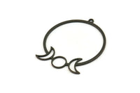 Siyah Ay Tılsımı, 1 Halkalı 2 Oksitlenmiş Siyah Pirinç Hilal Şekilli Tılsım, Tılsım Kolye Uçları, Bulgular (41x35x0,80 mm) A6238