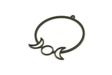 Siyah Ay Tılsımı, 1 Halkalı 2 Oksitlenmiş Siyah Pirinç Hilal Şekilli Tılsım, Tılsım Kolye Uçları, Bulgular (41x35x0,80 mm) A6238