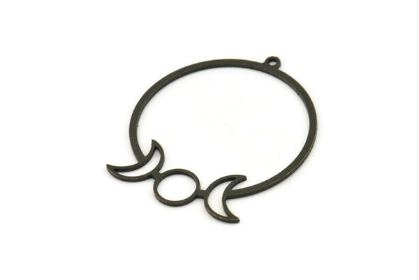 Siyah Ay Tılsımı, 1 Halkalı 2 Oksitlenmiş Siyah Pirinç Hilal Şekilli Tılsım, Tılsım Kolye Uçları, Bulgular (41x35x0,80 mm) A6238