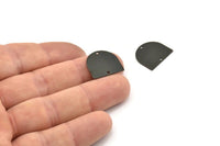 D Shaped Charm, 8 Oxidized Black Brass D Shaped Connectors With 2 Holes, Earrings, Findings (16x17x0.60mm) D886