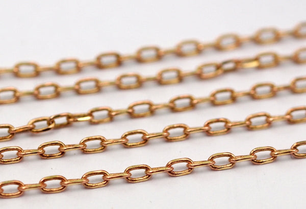 Faceted Chain, Brass Chain, 3 M Faceted  Soldered Brass Chain (3x1.5mm) W5-60rose ( Z043 )