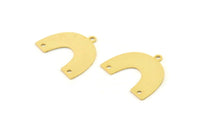 Gold Charm, 4 Gold Plated Brass, Gold Pendants, Charm Pendants, U Shaped Charms, Gold Semi Circle Charms With 3 Holes (20x16x0.60mm) A3222