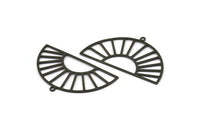 Semi Circle Charm, 6 Oxidized Black Brass Rising Sun Charms With 1 Loop, Pendant Charms (40x22x0.60mm) A3084