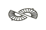 Semi Circle Charm, 6 Oxidized Black Brass Rising Sun Charms With 1 Loop, Pendant Charms (40x22x0.60mm) A3084
