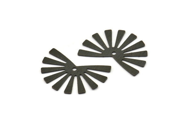 Black Sun Charm, 10 Textured Oxidized Black Brass Rising Sun Flag Charms With 1 Hole, Findings, Earrings (25x17x0.60mm) D1411