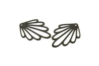 Siyah Yaprak Tılsımı, 1 Delikli 10 Oksitlenmiş Siyah Pirinç Yaprak Tılsımı, Tılsım Kolye Uçları (27,5x20x0,60 mm) A5047 H0196
