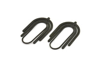 Siyah Oval Charm, 1 Halkalı 2 Oksitlenmiş Siyah Pirinç Oval Charm, Küpe Charm'ları (40x24x0,80 mm) SMP1035 A6891