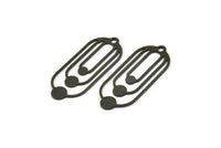Siyah Oval Charm, 1 Halkalı 8 Oksitlenmiş Siyah Pirinç Oval Charm, Küpe Charm'ları (35x15x0,60 mm) A4572