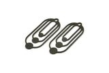 Siyah Oval Charm, 1 Halkalı 8 Oksitlenmiş Siyah Pirinç Oval Charm, Küpe Charm'ları (35x15x0,60 mm) A4572