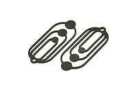 Siyah Oval Charm, 1 Halkalı 8 Oksitlenmiş Siyah Pirinç Oval Charm, Küpe Charm'ları (35x15x0,60 mm) A4572