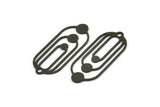 Siyah Oval Charm, 1 Halkalı 8 Oksitlenmiş Siyah Pirinç Oval Charm, Küpe Charm'ları (35x15x0,60 mm) A4572