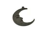 Siyah Ay Tılsımı, 1 Halkalı 2 Oksitlenmiş Siyah Pirinç Hilal Tılsımı (32x1,2 mm) N1512