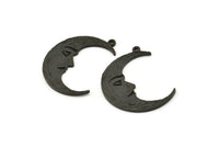 Siyah Ay Tılsımı, 1 Halkalı 2 Oksitlenmiş Siyah Pirinç Hilal Tılsımı (32x1,2 mm) N1512
