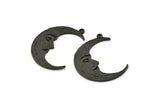 Siyah Ay Tılsımı, 1 Halkalı 2 Oksitlenmiş Siyah Pirinç Hilal Tılsımı (32x1,2 mm) N1512