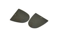 D Shaped Charm, 12 Textured Oxidized Black Brass D Shaped Connectors With 1 Hole, Earrings, Findings (20x20x0.50mm) D0698
