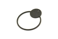 Siyah Geometrik Charm, 1 Delikli 6 Oksitlenmiş Siyah Pirinç Yuvarlak Charm (31x26x0,80 mm) A5446 H0549