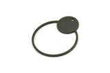 Siyah Geometrik Charm, 1 Delikli 6 Oksitlenmiş Siyah Pirinç Yuvarlak Charm (31x26x0,80 mm) A5446 H0549