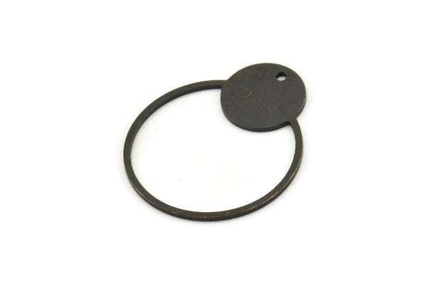 Siyah Geometrik Charm, 1 Delikli 6 Oksitlenmiş Siyah Pirinç Yuvarlak Charm (31x26x0,80 mm) A5446 H0549