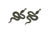Siyah Yılan Tılsımı, 1 Halkalı 6 Oksitlenmiş Siyah Pirinç Yılan Kolye Ucu, Tılsımlar, Bulgular (39x22x0,60 mm) A3231