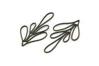 Siyah Yaprak Tılsımı, 6 Oksitlenmiş Siyah Pirinç Dal Tılsımı, Tılsım Kolye Uçları (47,5x27x0,80 mm) A6223 H0485