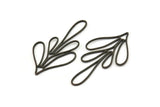 Siyah Yaprak Tılsımı, 6 Oksitlenmiş Siyah Pirinç Dal Tılsımı, Tılsım Kolye Uçları (47,5x27x0,80 mm) A6223 H0485