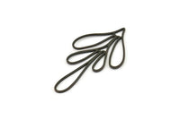 Siyah Yaprak Tılsımı, 6 Oksitlenmiş Siyah Pirinç Dal Tılsımı, Tılsım Kolye Uçları (47,5x27x0,80 mm) A6223 H0485