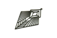Black Diamond Charm, 2 Oxidized Black Brass Diamond Shaped Charms With 1 Loop, Pendant Findings (49x34x0.60mm) SMP0383 A2630 H1248