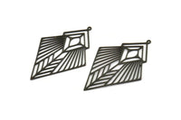 Black Diamond Charm, 2 Oxidized Black Brass Diamond Shaped Charms With 1 Loop, Pendant Findings (49x34x0.60mm) SMP0383 A2630 H1248