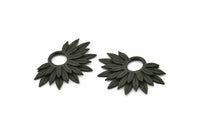 Siyah Ayçiçeği Tılsımı, Oksitlenmiş Siyah Pirinç Çiçek Tılsımları, Kolye Uçları, Küpeler, Bulgular (38x24 mm) N0947