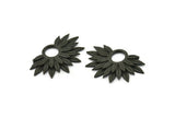Siyah Ayçiçeği Tılsımı, Oksitlenmiş Siyah Pirinç Çiçek Tılsımları, Kolye Uçları, Küpeler, Bulgular (38x24 mm) N0947