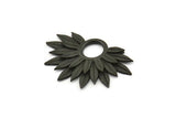 Siyah Ayçiçeği Tılsımı, Oksitlenmiş Siyah Pirinç Çiçek Tılsımları, Kolye Uçları, Küpeler, Bulgular (38x24 mm) N0947
