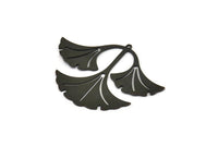 Black Leaf Charm, 2 Oxidized Black Brass Ginkgo Leaf Charms With 1 Loop, Charm Pendants (37x49x0.60mm) SMP1028 A6893 H1075