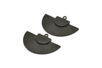 Black Medal Charm, Oxidized Black Brass Badge Charm Pendants With 1 Loop, Earrings, Findings (35x20mm) N0791